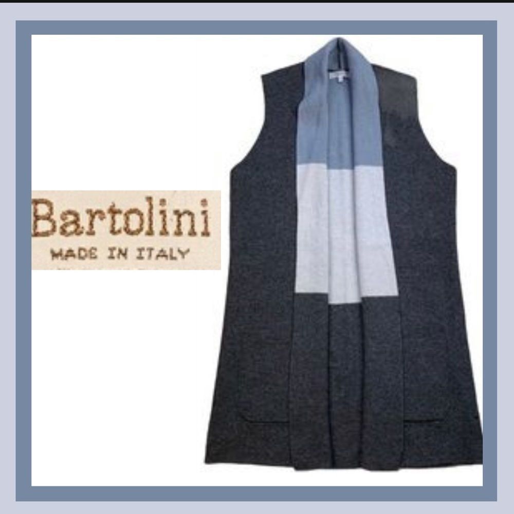 Bartolini Wool/Cashmere Blend Open Front Sleeveless Cardigan Size M